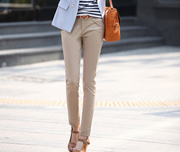 Mid Waist Work Pencil Pants